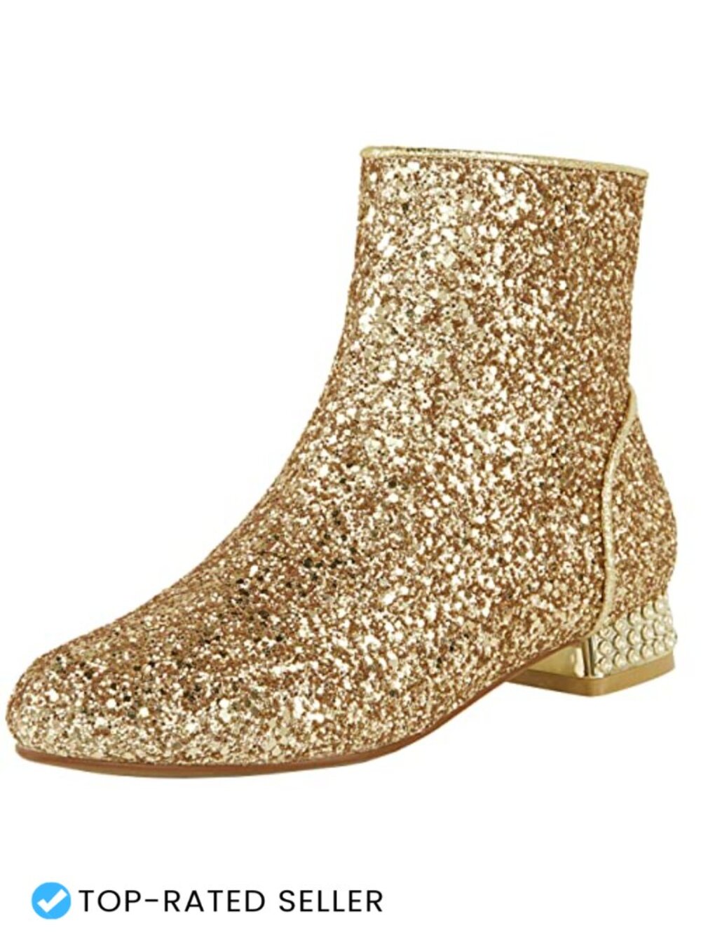 Women Sequin Ankle Boots Low Chunky Heel Sparkly Glitter Bootie Party Wedding